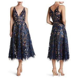 NEW Dress the Population Blair Sequin Lace Dress in Navy/Nude Size S #461
